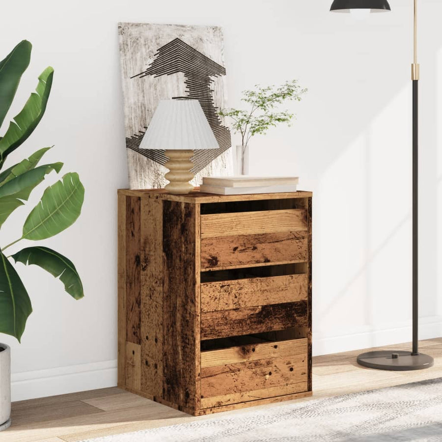Ladekast 40x41x58 cm bewerkt hout oud houtkleurig