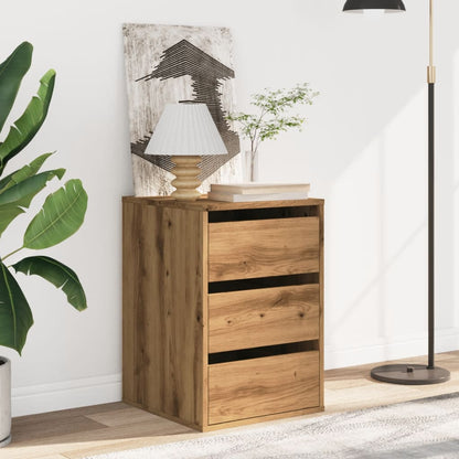 Ladekast 40x41x58 cm bewerkt hout artisanaal eikenkleurig