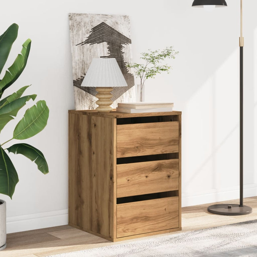 Ladekast 40x41x58 cm bewerkt hout artisanaal eikenkleurig