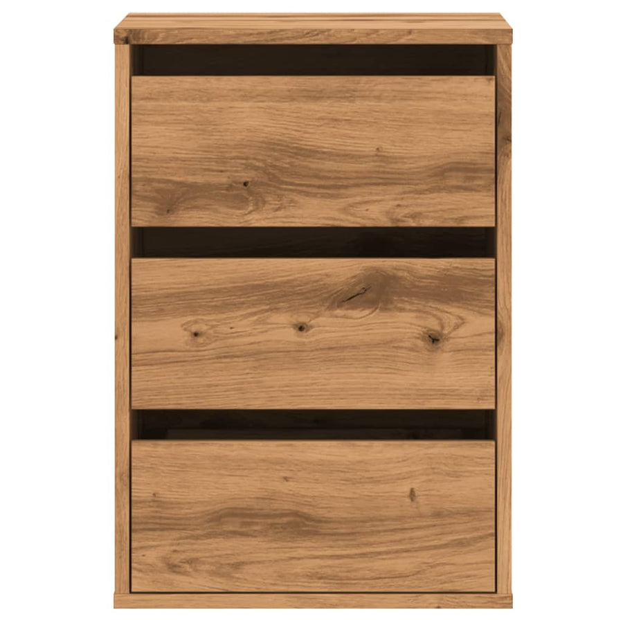 Ladekast 40x41x58 cm bewerkt hout artisanaal eikenkleurig
