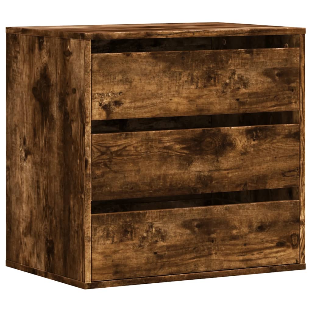 Ladekast 60x41x58 cm bewerkt hout gerookt eikenkleurig