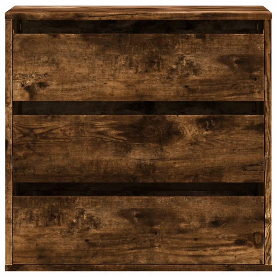 Ladekast 60x41x58 cm bewerkt hout gerookt eikenkleurig