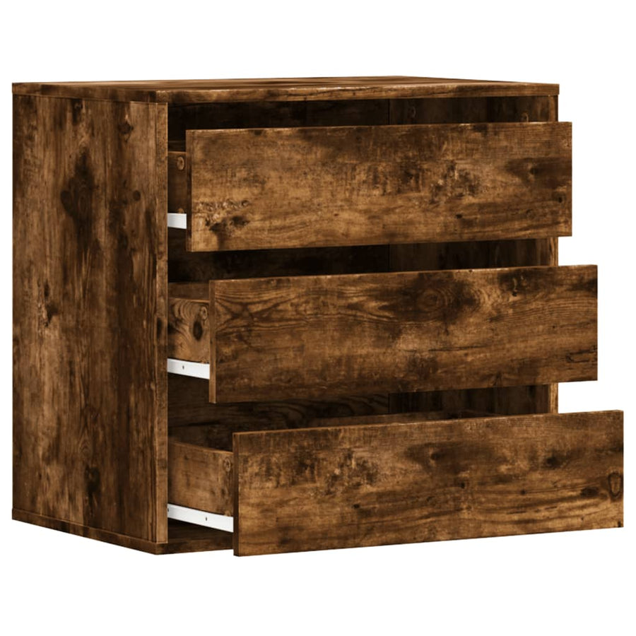 Ladekast 60x41x58 cm bewerkt hout gerookt eikenkleurig