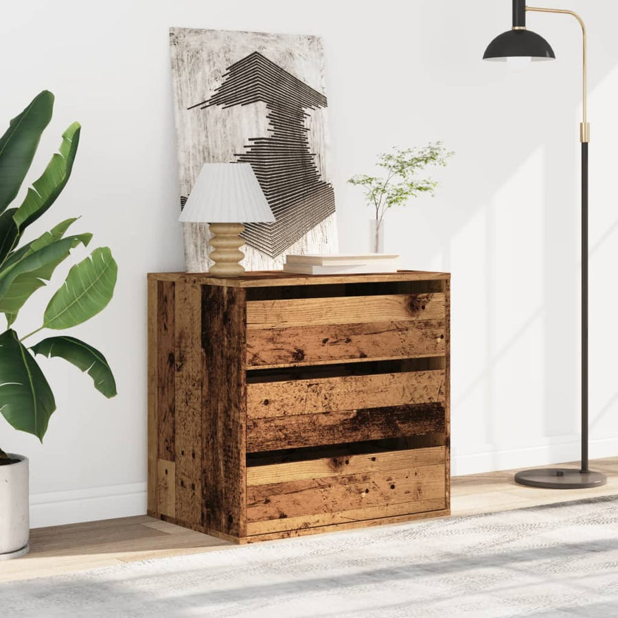 Ladekast 60x41x58 cm bewerkt hout oud houtkleurig
