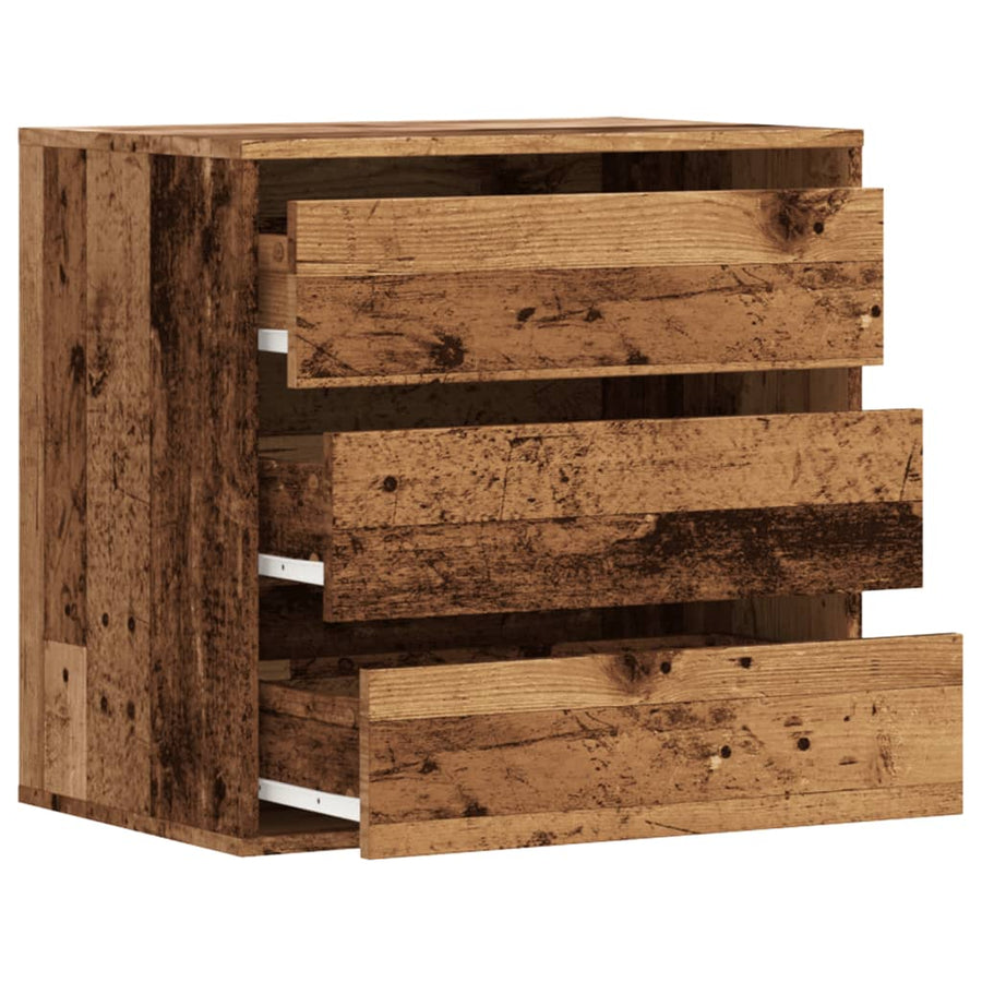 Ladekast 60x41x58 cm bewerkt hout oud houtkleurig