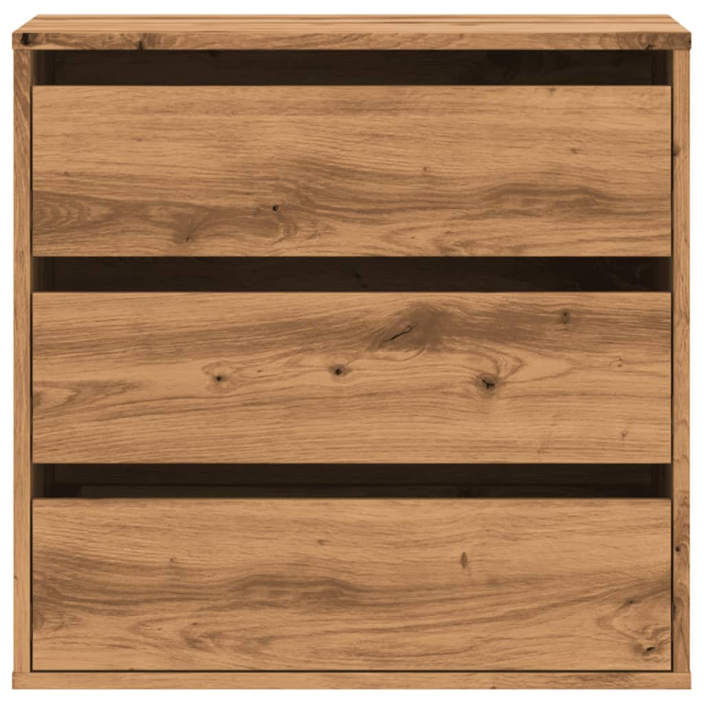 Ladekast 60x41x58 cm bewerkt hout artisanaal eikenkleurig