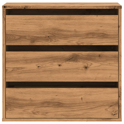 Ladekast 60x41x58 cm bewerkt hout artisanaal eikenkleurig
