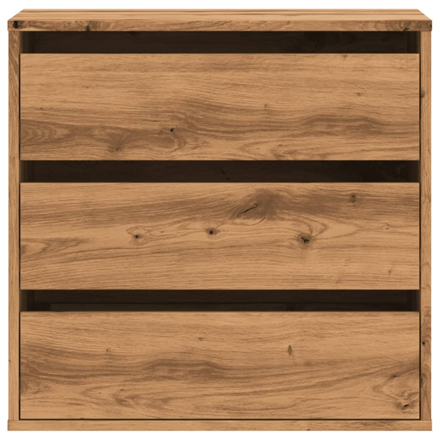 Ladekast 60x41x58 cm bewerkt hout artisanaal eikenkleurig