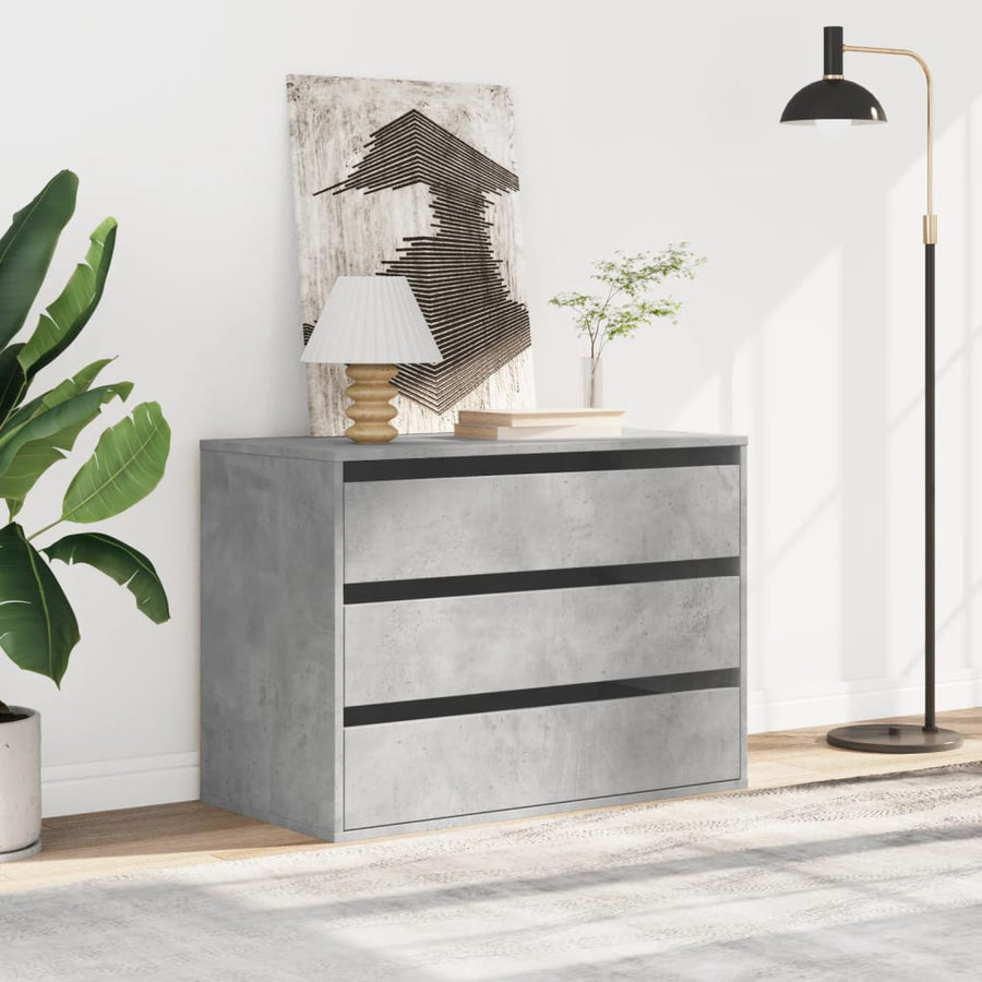 Ladekast 80x41x58 cm bewerkt hout betongrijs