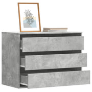 Ladekast 80x41x58 cm bewerkt hout betongrijs muurbevestiging