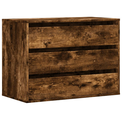 Ladekast 80x41x58 cm bewerkt hout gerookt eikenkleurig