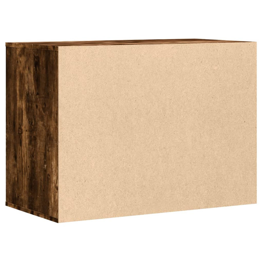 Ladekast 80x41x58 cm bewerkt hout gerookt eikenkleurig