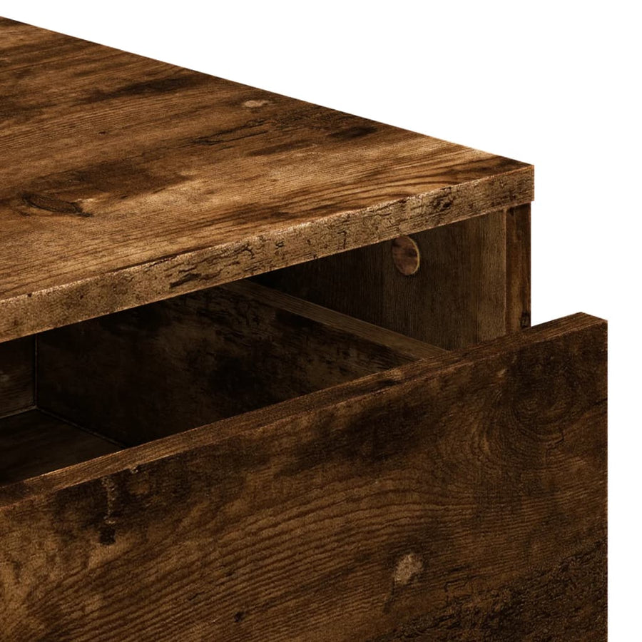 Ladekast 80x41x58 cm bewerkt hout gerookt eikenkleurig