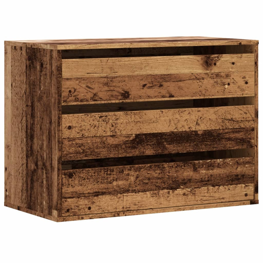 Ladekast 80x41x58 cm bewerkt hout oud houtkleurig