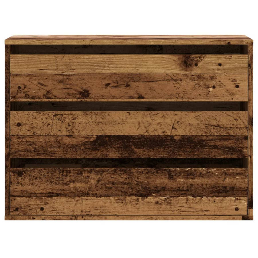Ladekast 80x41x58 cm bewerkt hout oud houtkleurig