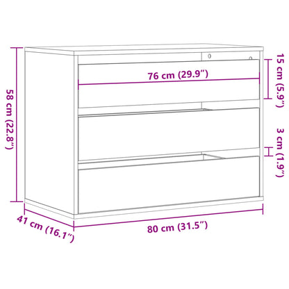 Ladekast 80x41x58 cm bewerkt hout oud houtkleurig