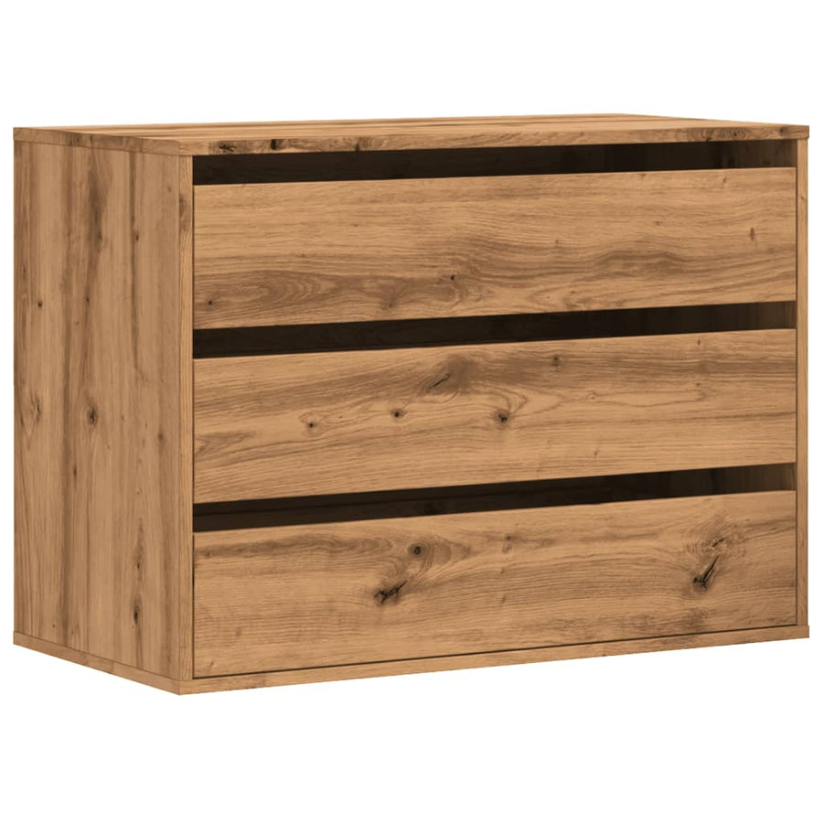 Ladekast 80x41x58 cm bewerkt hout artisanaal eikenkleurig