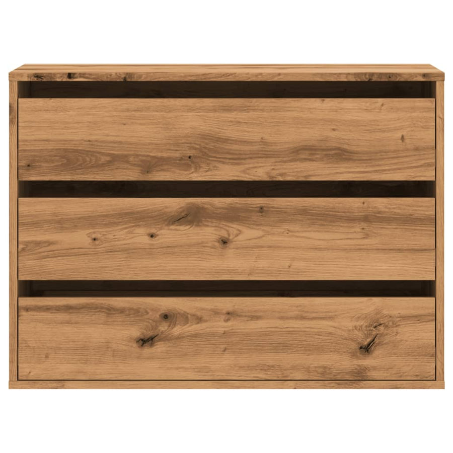 Ladekast 80x41x58 cm bewerkt hout artisanaal eikenkleurig