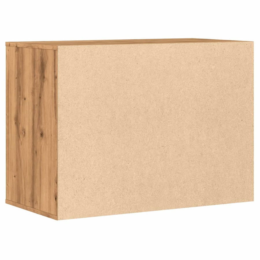 Ladekast 80x41x58 cm bewerkt hout artisanaal eikenkleurig