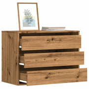 Ladekast 80x41x58 cm bewerkt hout eikenkleurig