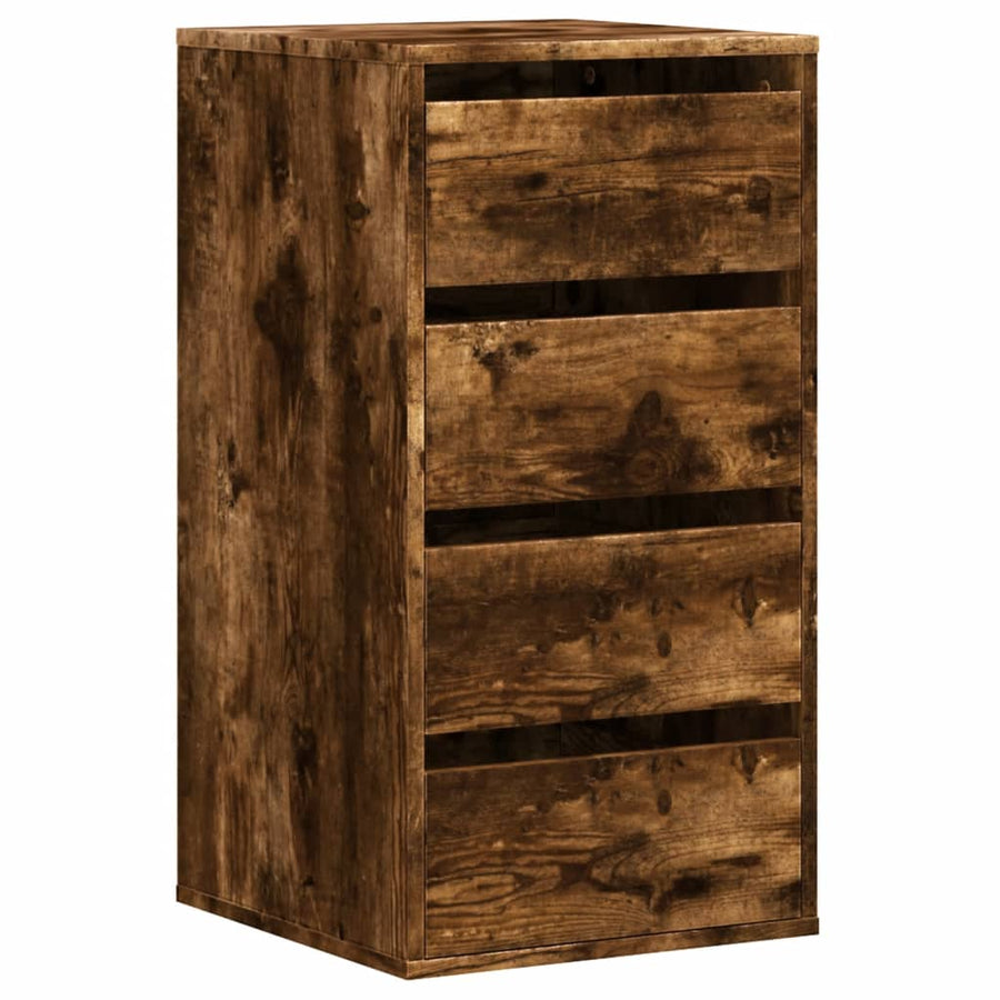 Ladekast 40x41x76 cm bewerkt hout gerookt eikenkleurig
