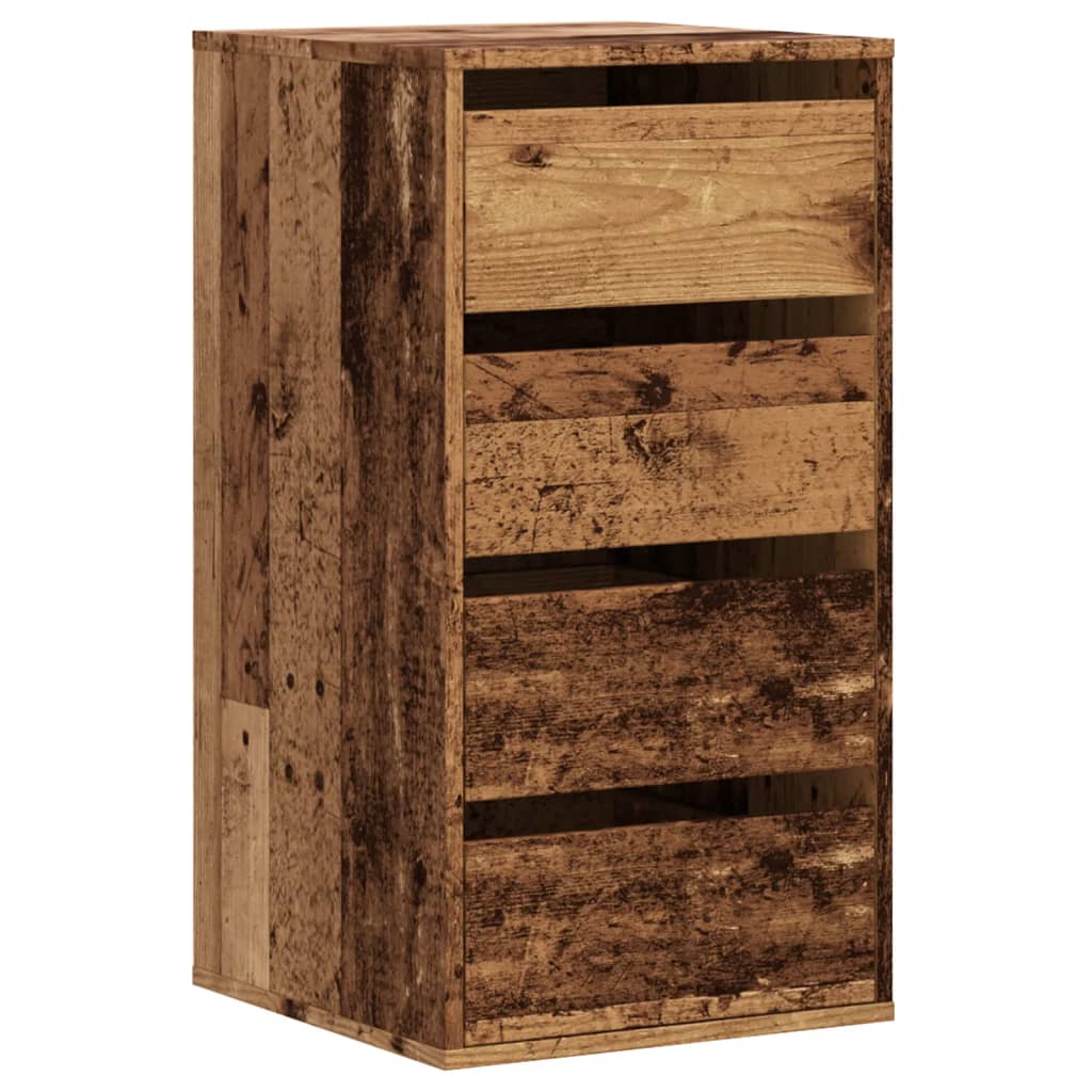 Ladekast 40x41x76 cm bewerkt hout oud houtkleurig