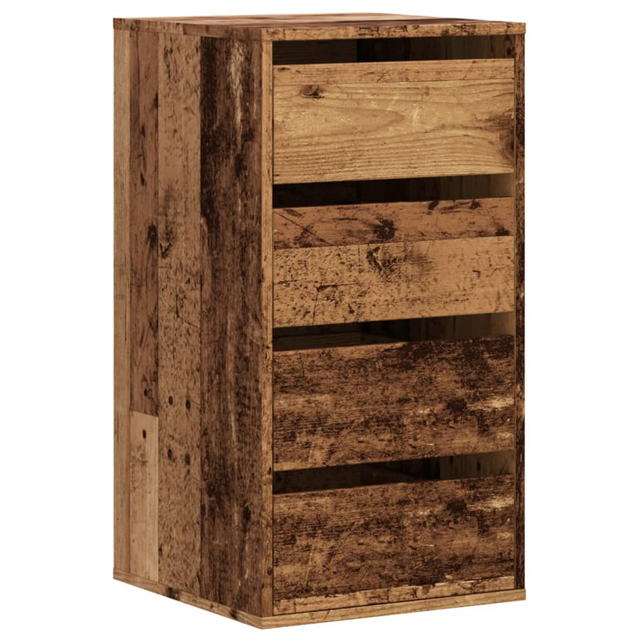 Ladekast 40x41x76 cm bewerkt hout oud houtkleurig