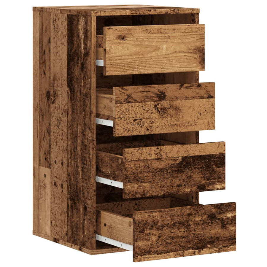 Ladekast 40x41x76 cm bewerkt hout oud houtkleurig