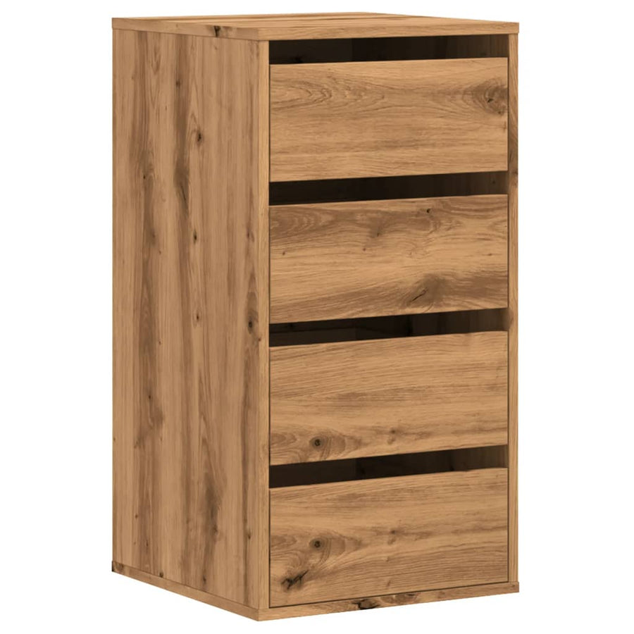 Ladekast 40x41x76 cm bewerkt hout artisanaal eikenkleurig