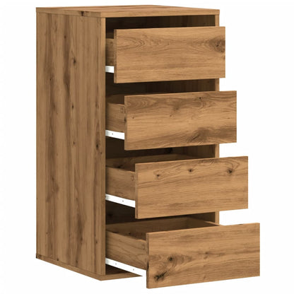 Ladekast 40x41x76 cm bewerkt hout artisanaal eikenkleurig