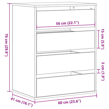 Ladekast 60x41x76 cm bewerkt hout betongrijs
