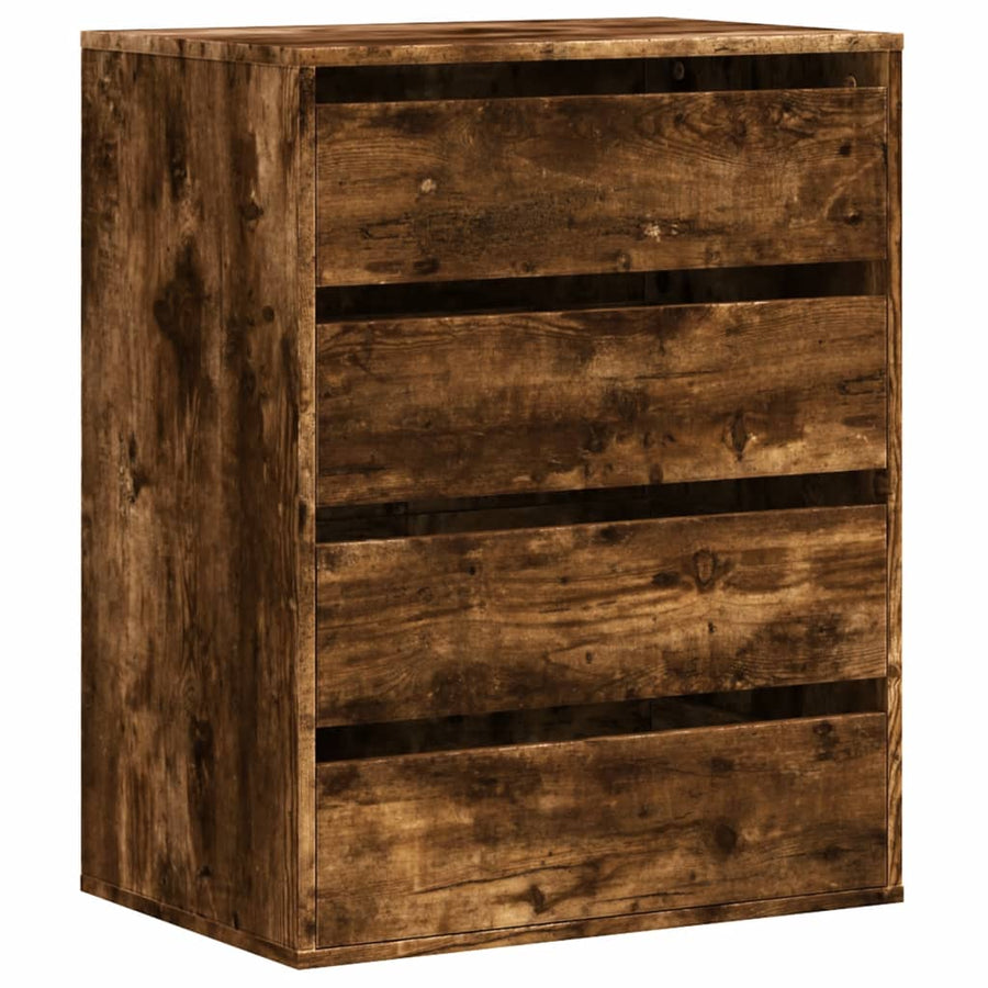 Ladekast 60x41x76 cm bewerkt hout gerookt eikenkleurig