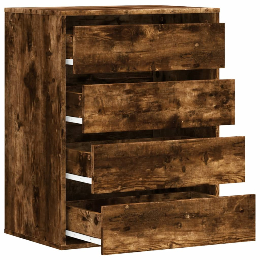 Ladekast 60x41x76 cm bewerkt hout gerookt eikenkleurig