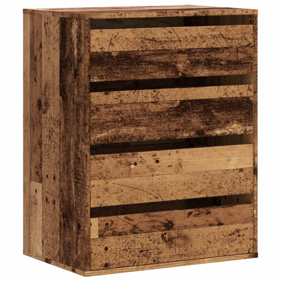 Ladekast 60x41x76 cm bewerkt hout oud houtkleurig