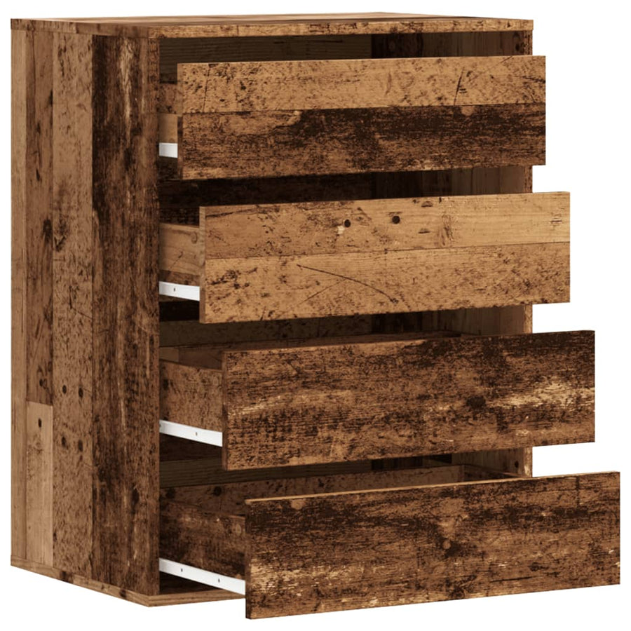 Ladekast 60x41x76 cm bewerkt hout oud houtkleurig