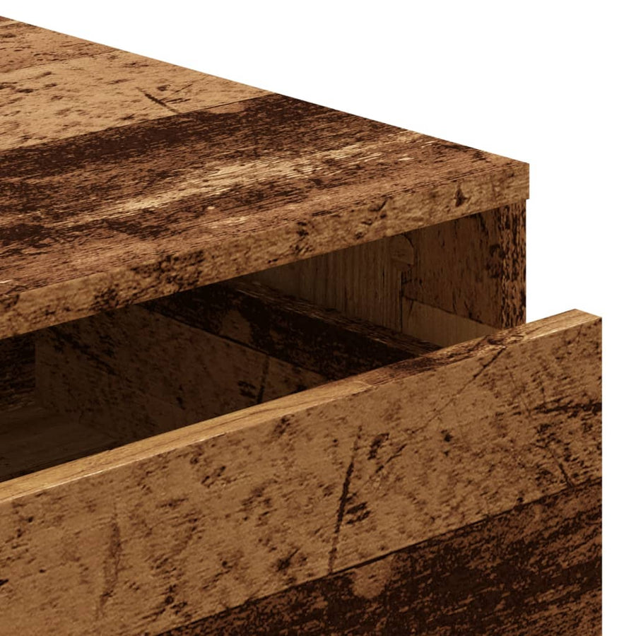 Ladekast 60x41x76 cm bewerkt hout oud houtkleurig