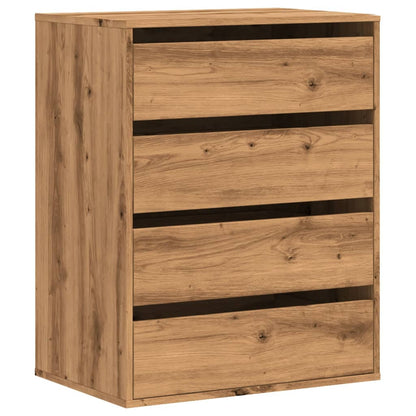 Ladekast 60x41x76 cm bewerkt hout artisanaal eikenkleurig