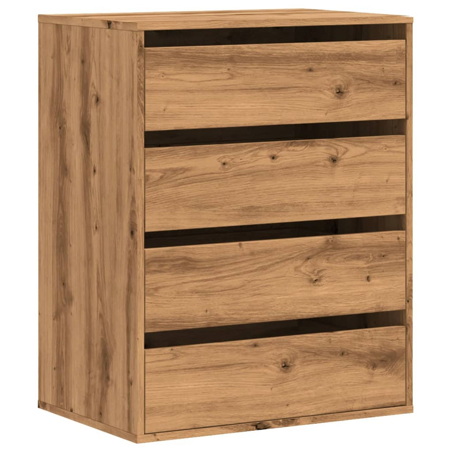 Ladekast 60x41x76 cm bewerkt hout artisanaal eikenkleurig
