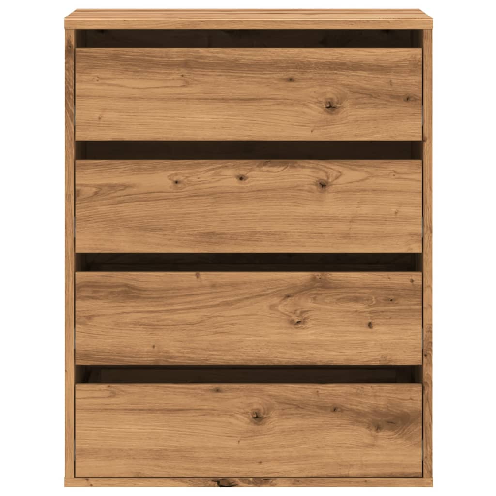 Ladekast 60x41x76 cm bewerkt hout artisanaal eikenkleurig