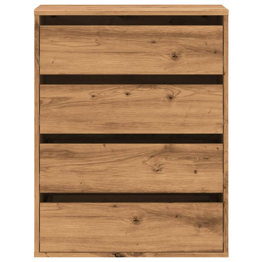 Ladekast 60x41x76 cm bewerkt hout artisanaal eikenkleurig