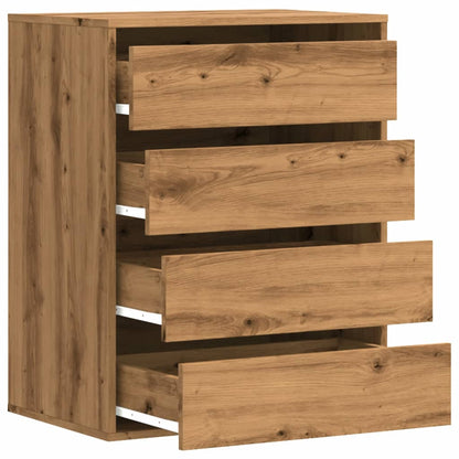 Ladekast 60x41x76 cm bewerkt hout artisanaal eikenkleurig