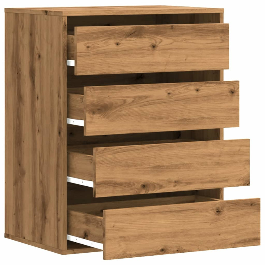 Ladekast 60x41x76 cm bewerkt hout artisanaal eikenkleurig
