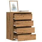 Chest of drawers 60x41x76 cm carved wood artisanal oak finish