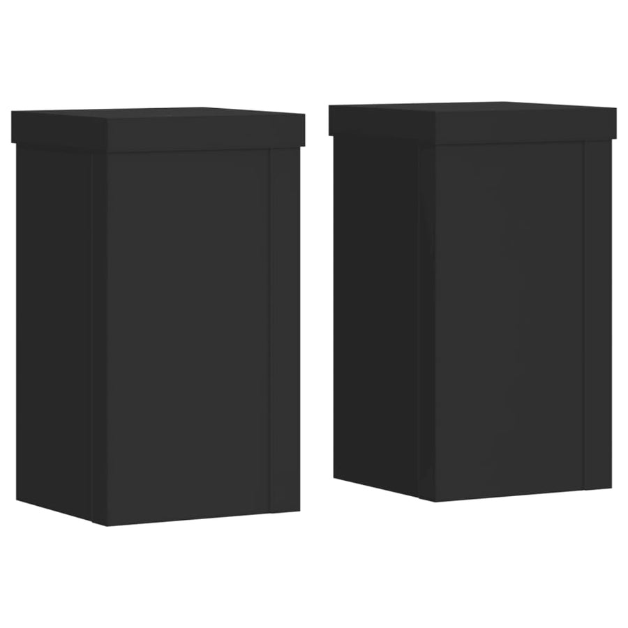 Plantenstandaards 2 st 10x10x18 cm bewerkt hout zwart