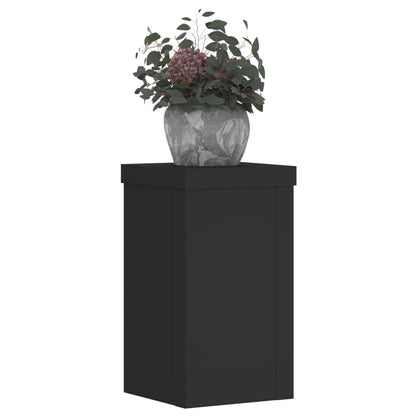 Plantenstandaards 2 st 10x10x18 cm bewerkt hout zwart