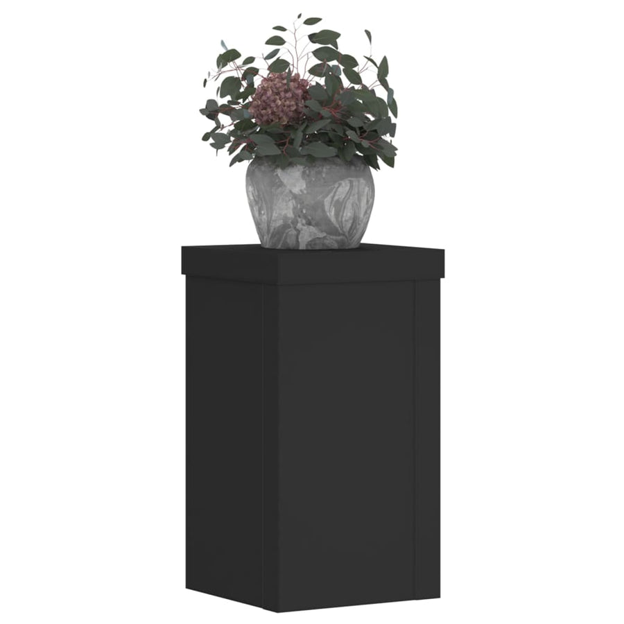 Plantenstandaards 2 st 10x10x18 cm bewerkt hout zwart