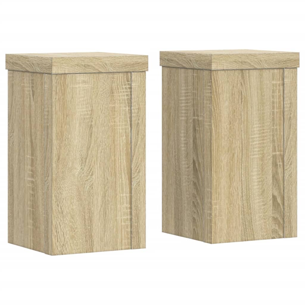 Plantenstandaards 2 st 10x10x18 cm bewerkt hout sonoma eiken