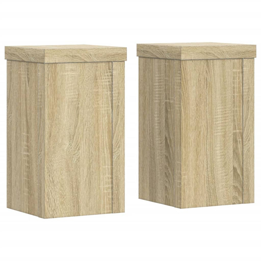 Plantenstandaards 2 st 10x10x18 cm bewerkt hout sonoma eiken