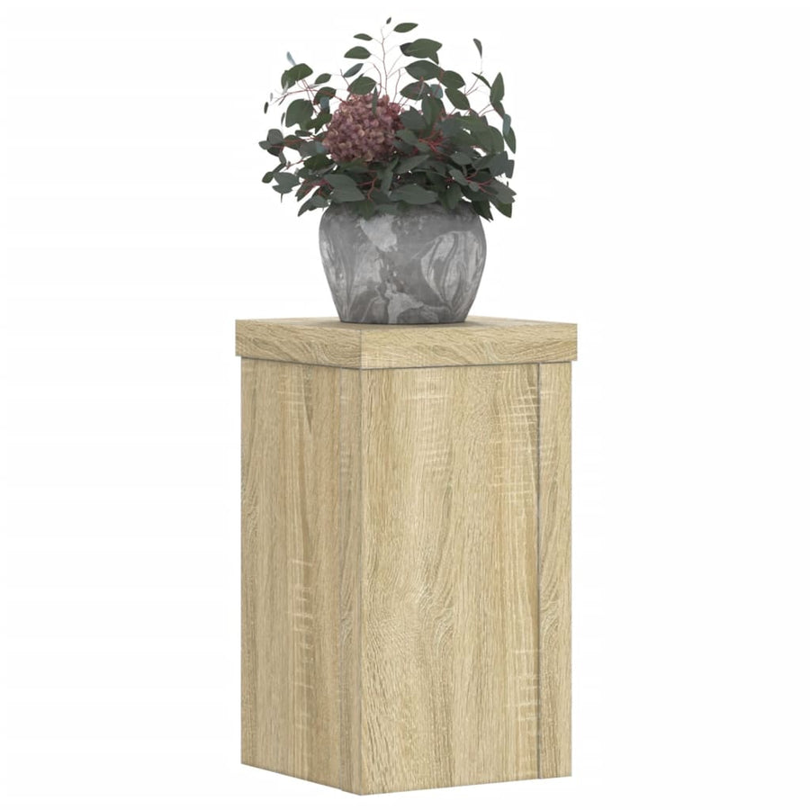 Plantenstandaards 2 st 10x10x18 cm bewerkt hout sonoma eiken