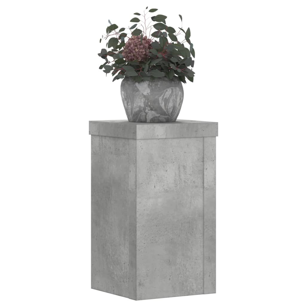 Plantenstandaards 2 st 10x10x18 cm bewerkt hout betongrijs
